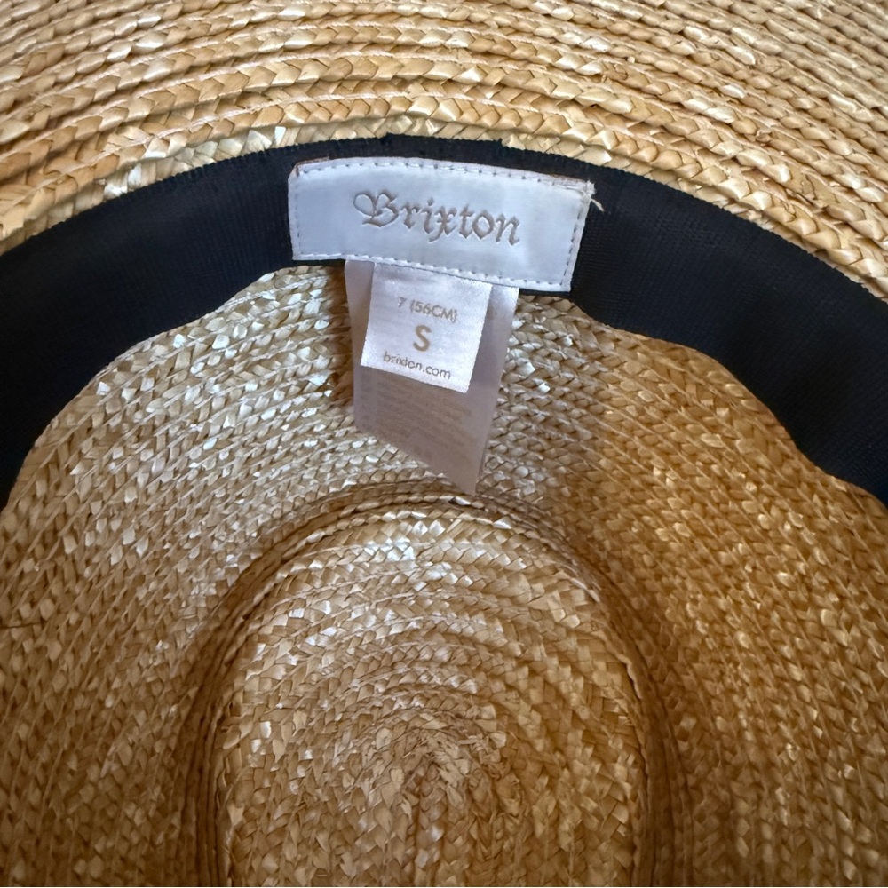 Brixton Straw Boater Hat Women’s Size Small Wide Brim Black Band Summer - Picture 6 of 7